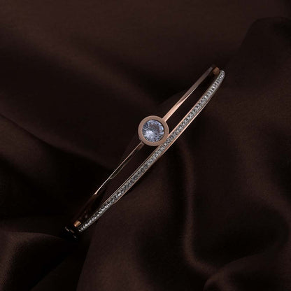 Women's Exquisite 18K Rose Gold-Plated Bracelet with Stones