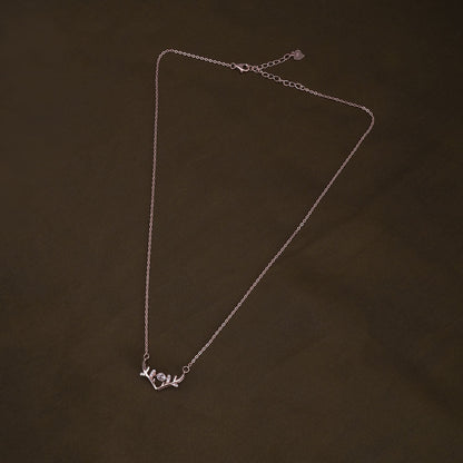 Zircon-Studded Stag Necklace | Rose Gold