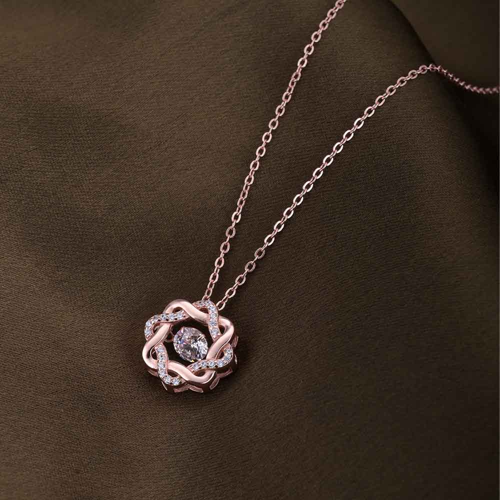 Bejeweled Flower Necklace | Rose Gold