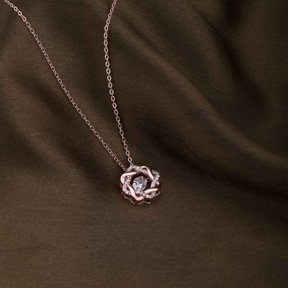 Bejeweled Flower Necklace | Rose Gold