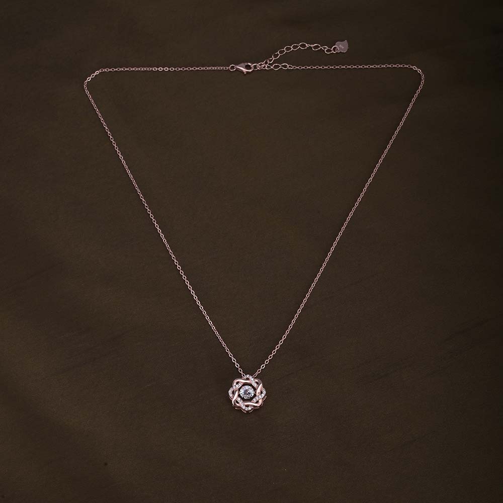 Bejeweled Flower Necklace | Rose Gold