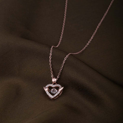Solitaire Heart Necklace | Rose Gold