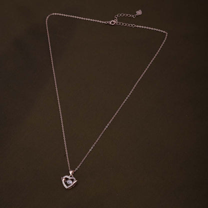 Solitaire Heart Necklace | Rose Gold
