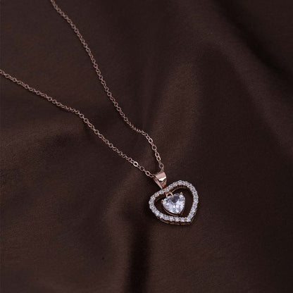 Zircon Heart Necklace | Rose Gold