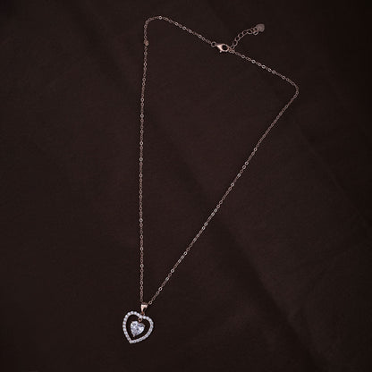 Zircon Heart Necklace | Rose Gold