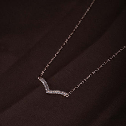 Solitaire Boomerang Necklace | Rose Gold