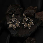 Blue Bead & White Pearl Chandbali Jhumka's