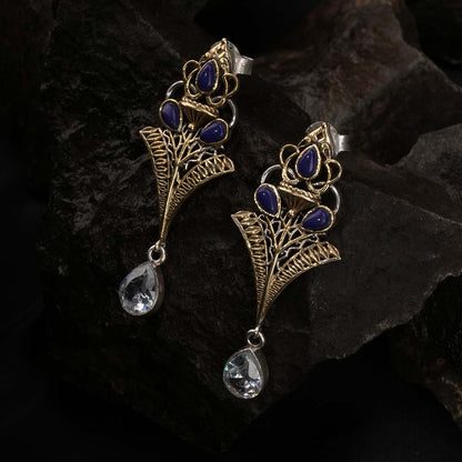 Stree Statement Blue Bead Earrings
