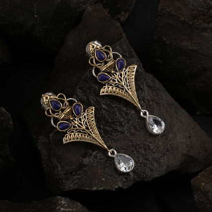 Stree Statement Blue Bead Earrings