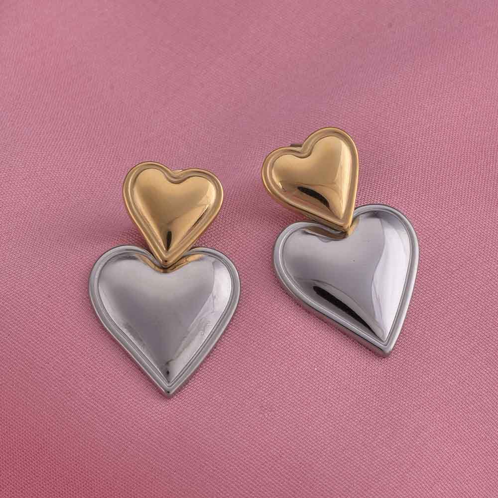 Dual Heart Drop Earrings