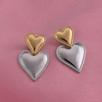 Dual Heart Drop Earrings
