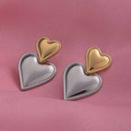 Dual Heart Drop Earrings