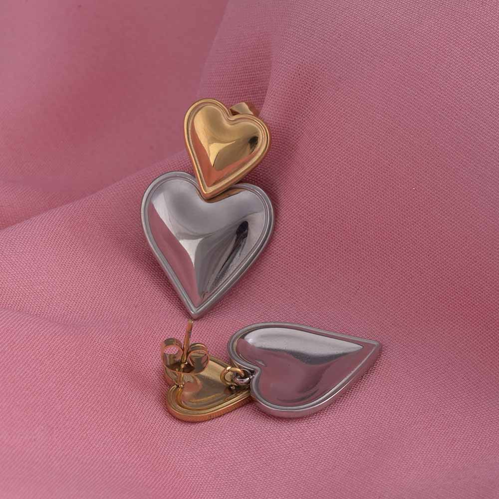 Dual Heart Drop Earrings