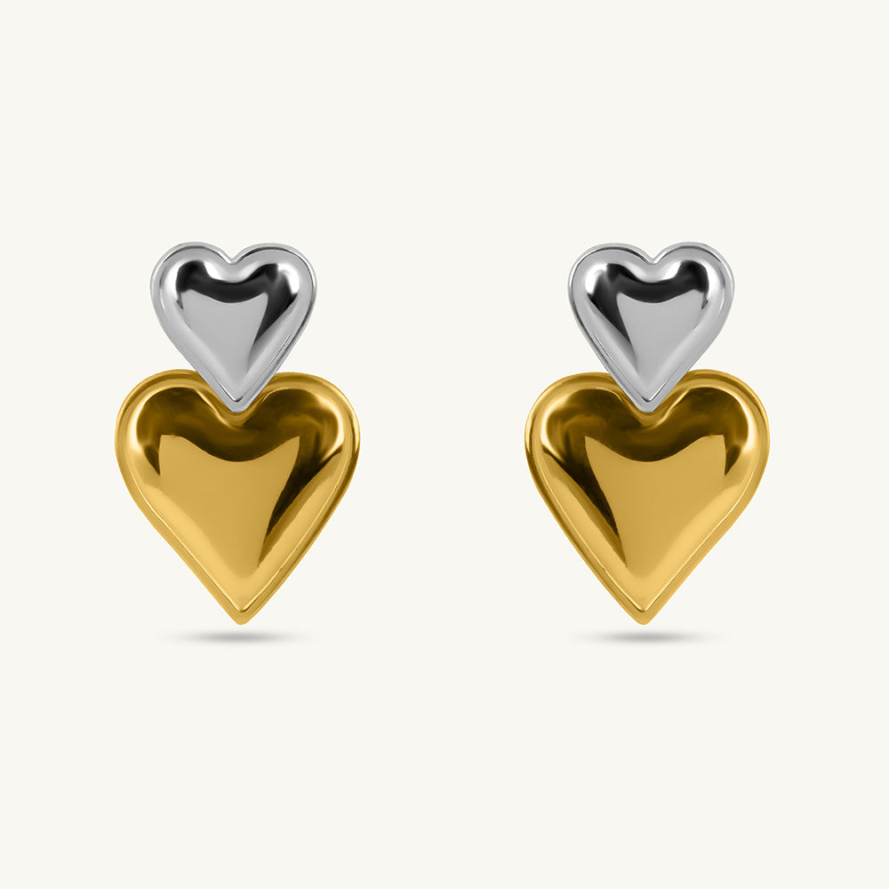 Dual Heart Drop Earrings