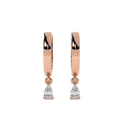 Stone Drop Dangle Hoop 9KT Gold Lab Grown Diamond Earrings
