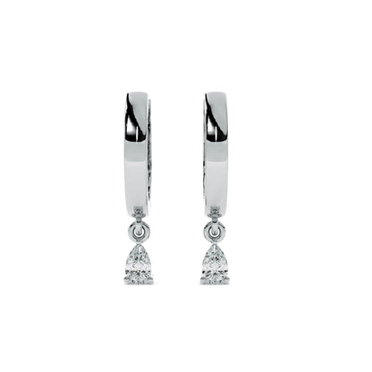 Stone Drop Dangle Hoop 9KT Gold Lab Grown Diamond Earrings