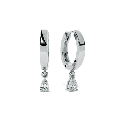 Stone Drop Dangle Hoop 9KT Gold Lab Grown Diamond Earrings