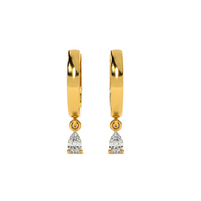 Stone Drop Dangle Hoop 9KT Gold Lab Grown Diamond Earrings