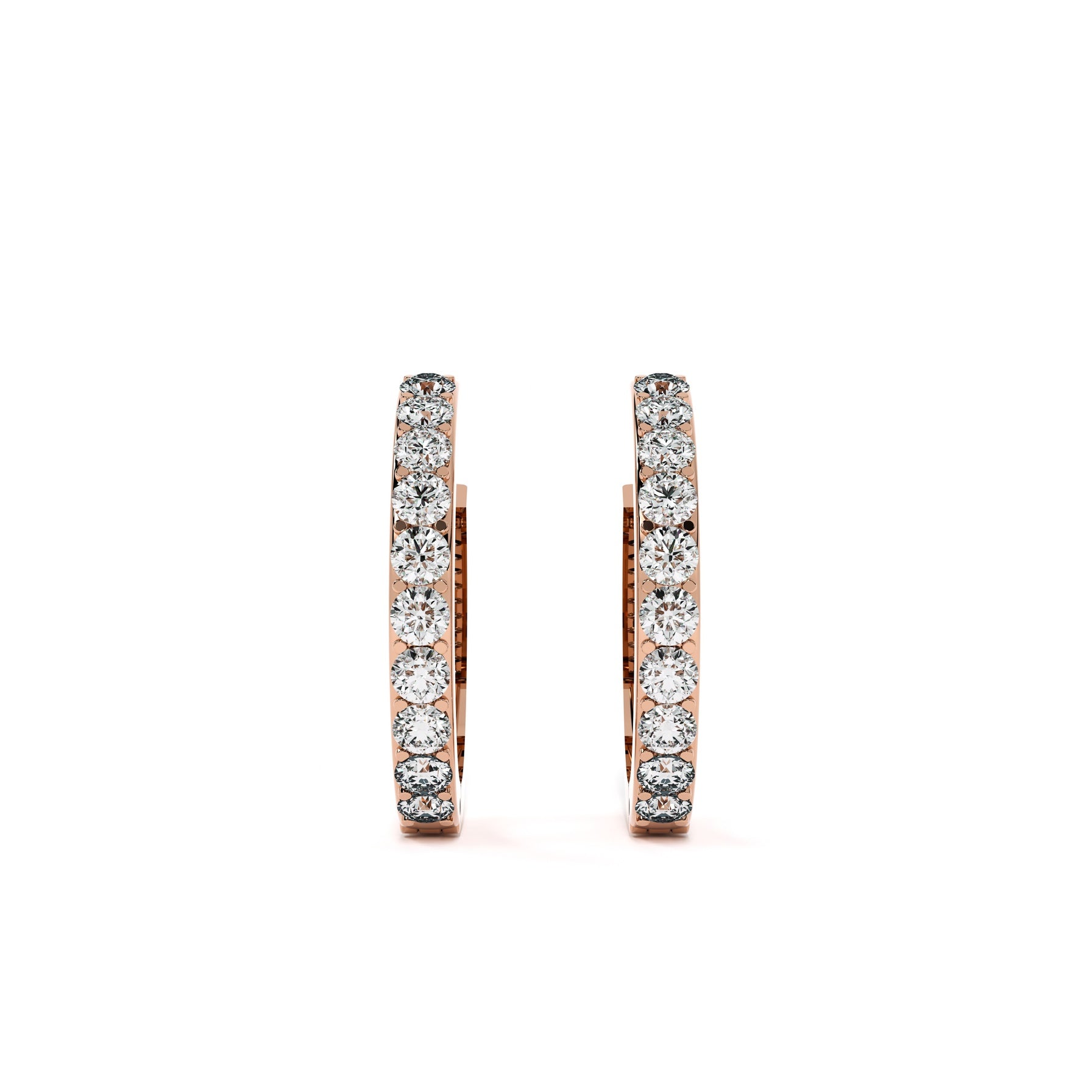 Elegant 9KT Gold Lab Grown Diamond Hoop Earrings