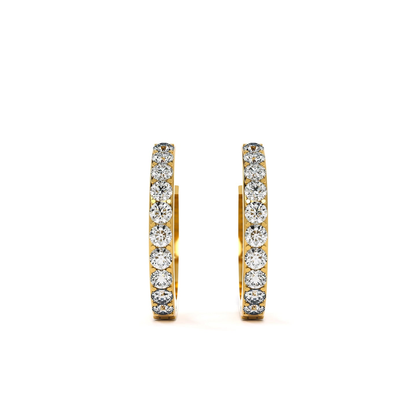 Elegant 9KT Gold Lab Grown Diamond Hoop Earrings