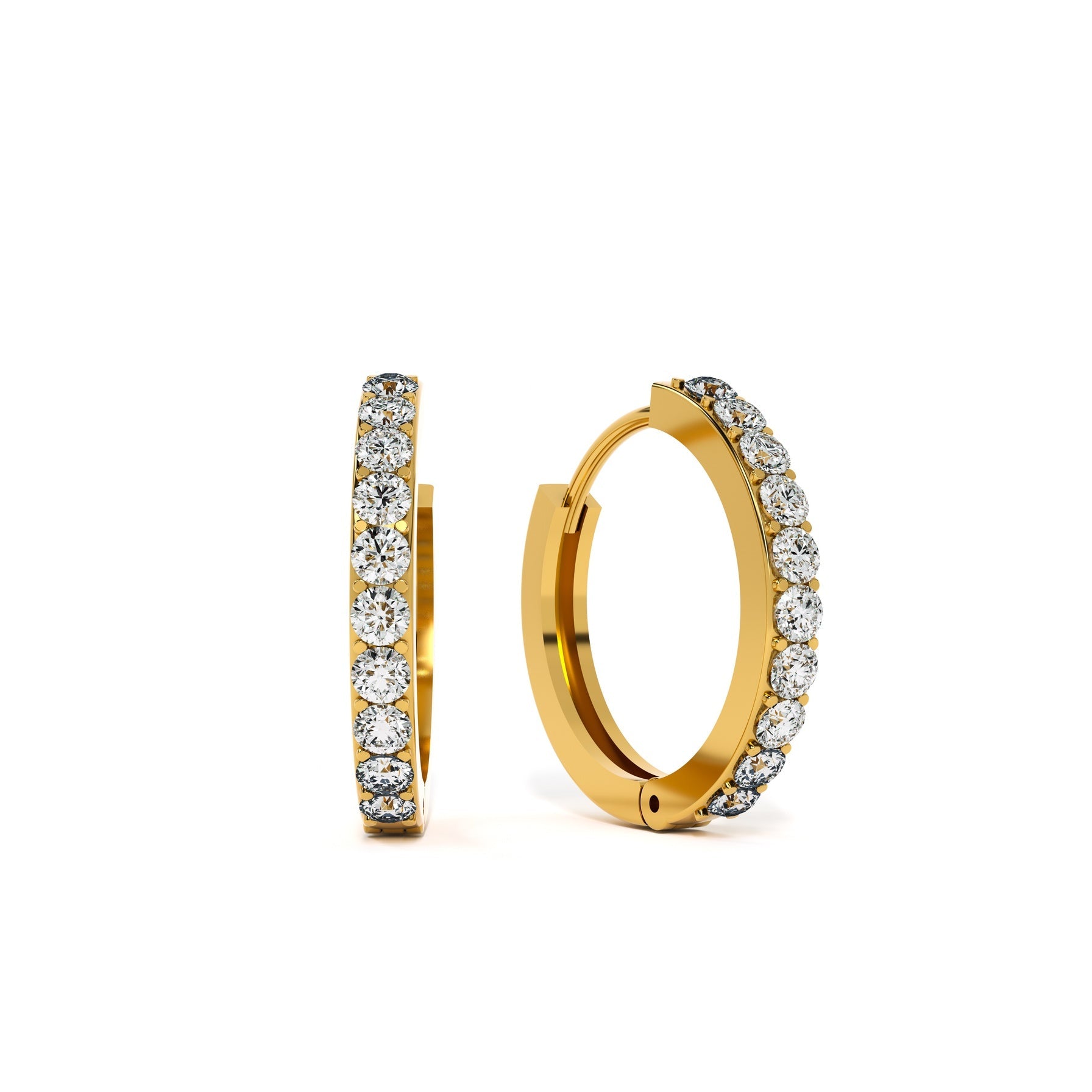 Elegant 9KT Gold Lab Grown Diamond Hoop Earrings