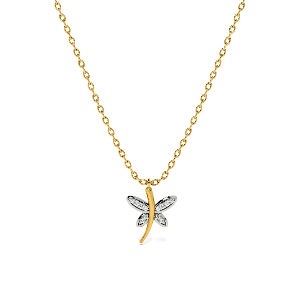 Dancing Dragonfly 9KT Gold Lab Grown Diamond Necklace