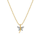 Dancing Dragonfly 9KT Gold Lab Grown Diamond Necklace