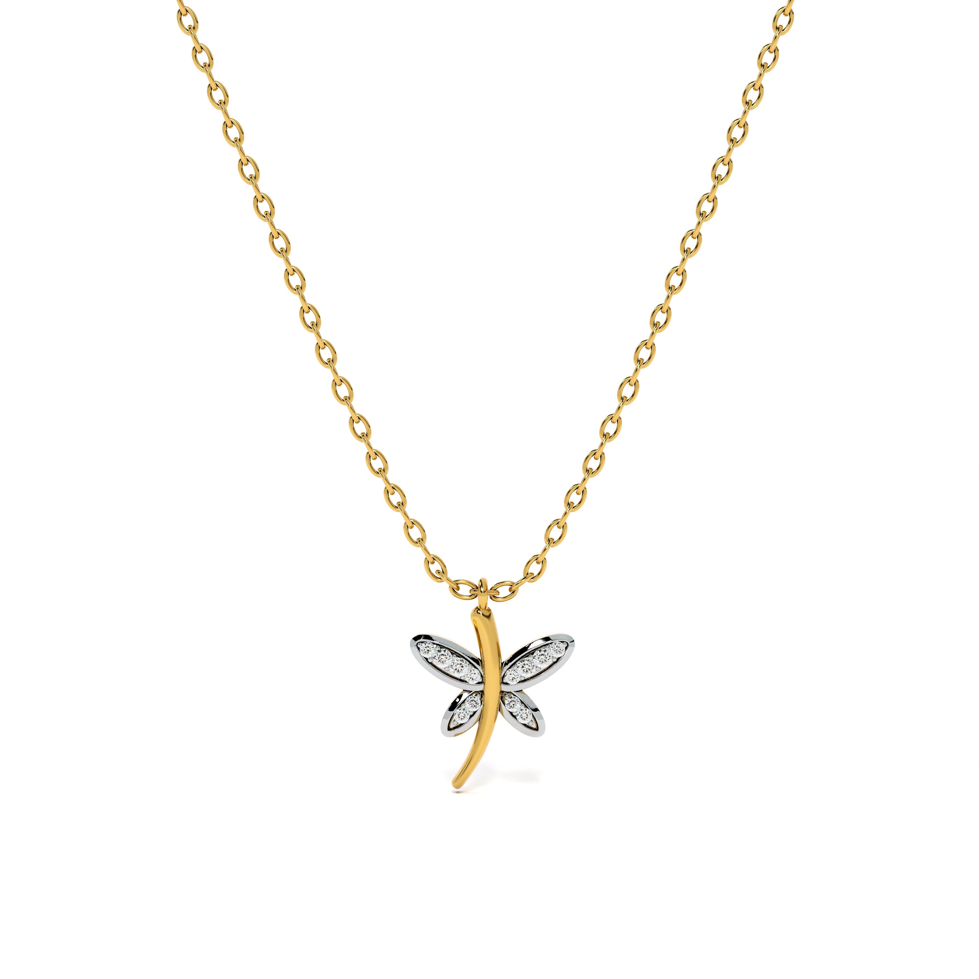 Dancing Dragonfly 9KT Gold Lab Grown Diamond Necklace