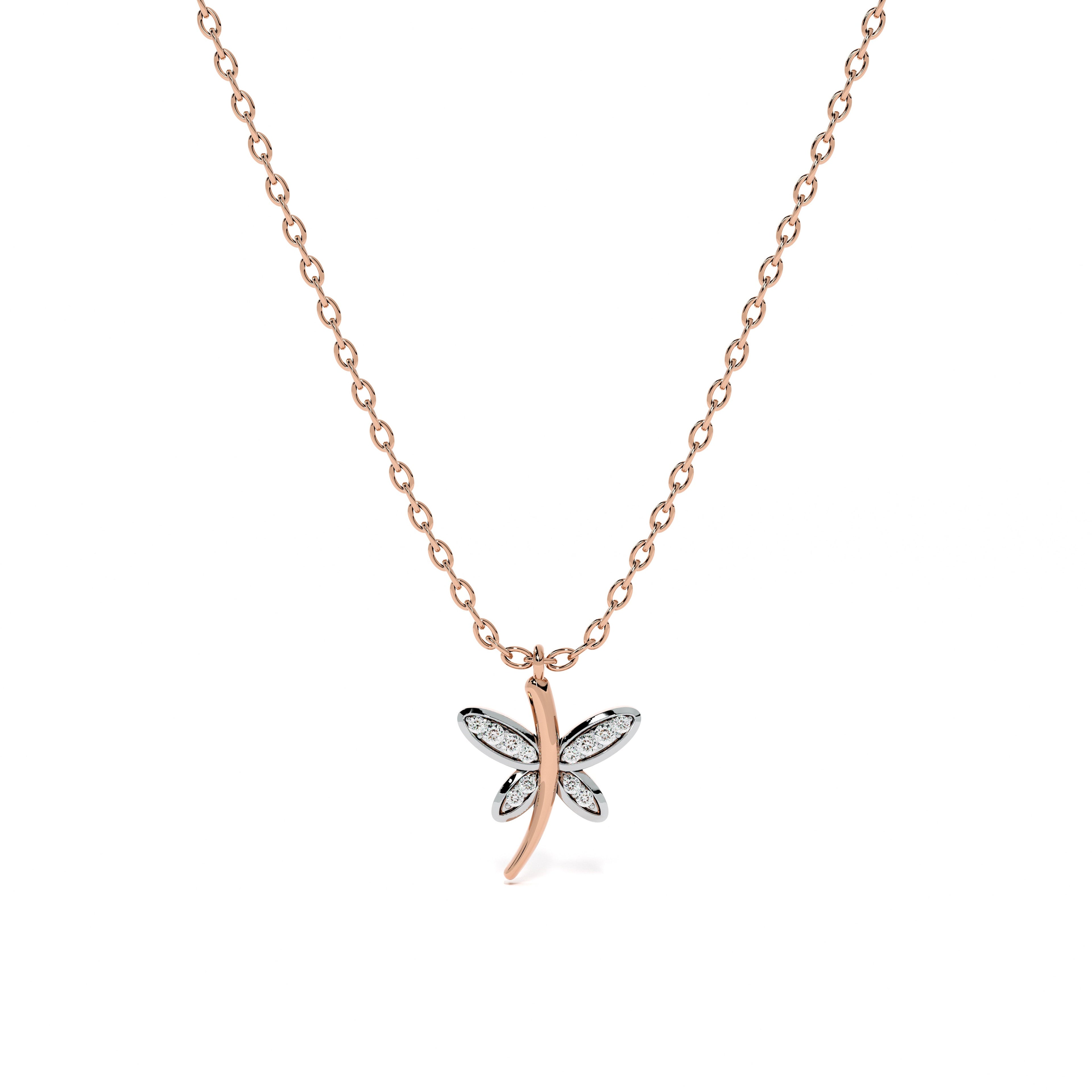 Dancing Dragonfly 9KT Gold Lab Grown Diamond Necklace