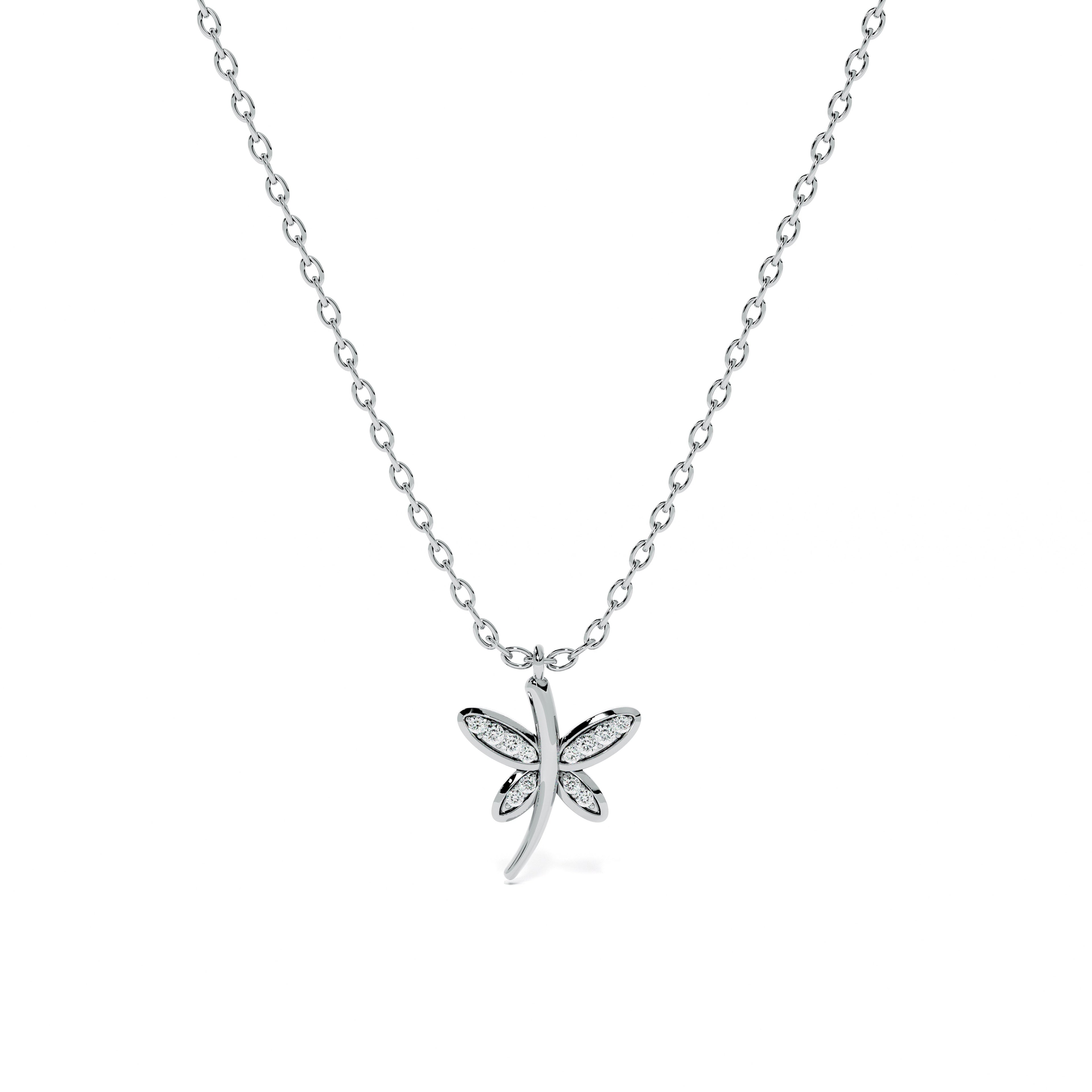Dancing Dragonfly 9KT Gold Lab Grown Diamond Necklace