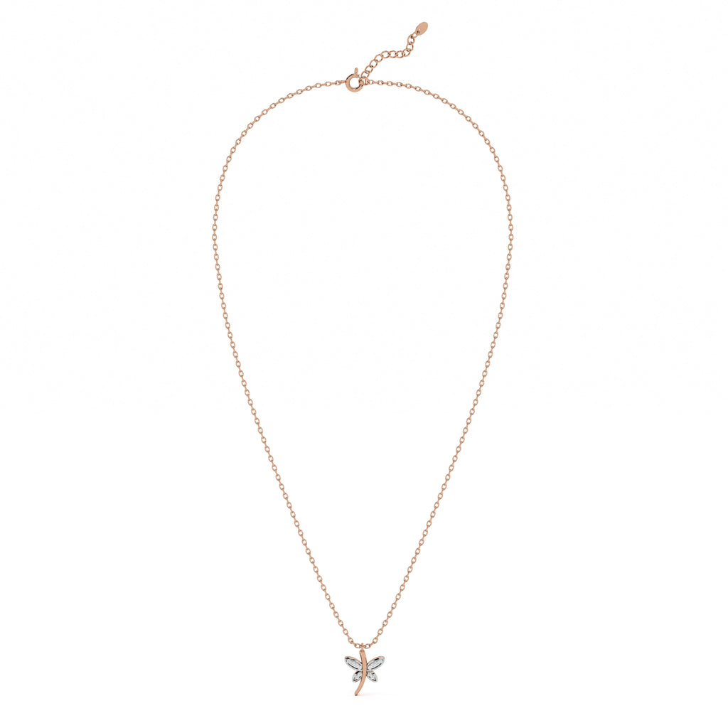 Dancing Dragonfly 9KT Gold Lab Grown Diamond Necklace