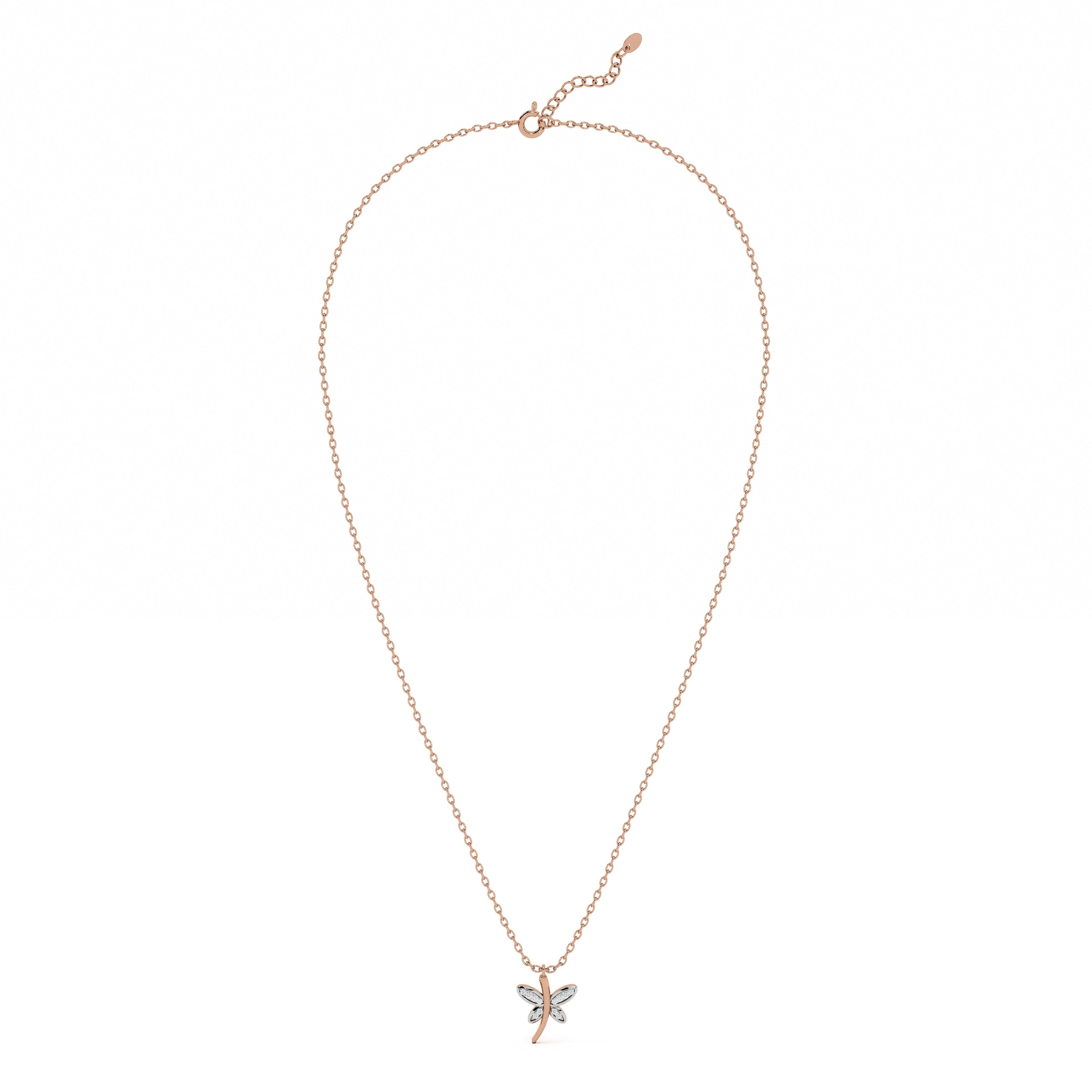 Dancing Dragonfly 9KT Gold Lab Grown Diamond Necklace