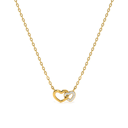 Two Hearts Together 9KT Gold Lab Grown Diamond Necklace