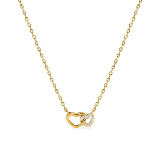 Two Hearts Together 9KT Gold Lab Grown Diamond Necklace