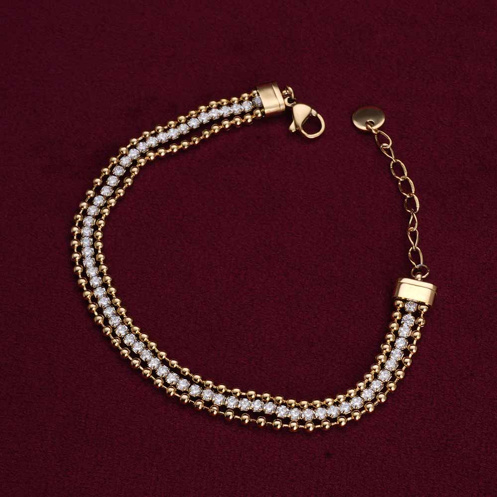 Golden Strands Stone Chain Bracelet