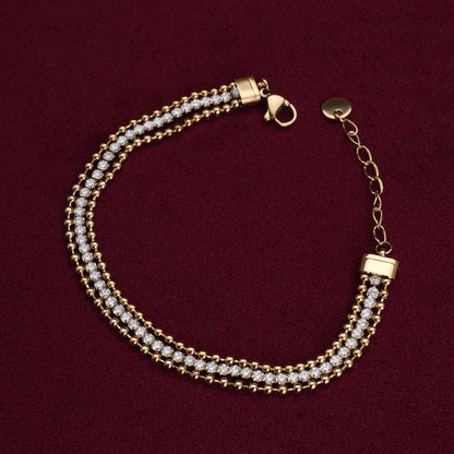 Golden Strands Stone Chain Bracelet