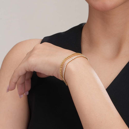 Golden Strands Stone Chain Bracelet