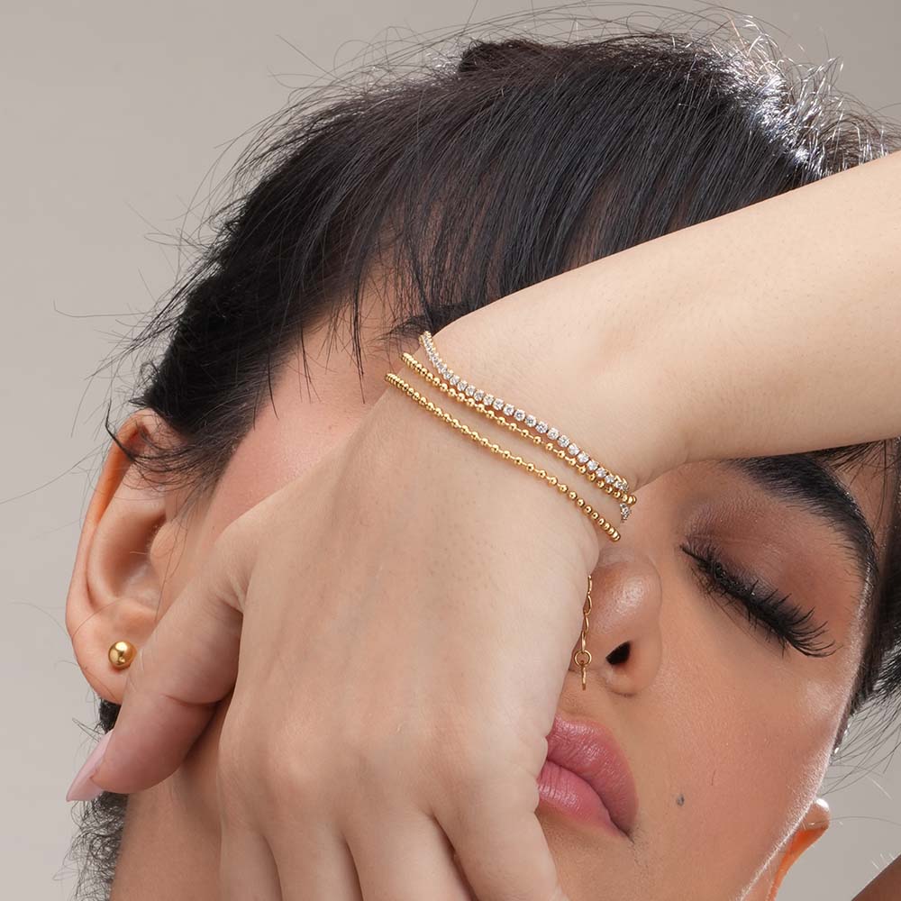 Golden Strands Stone Chain Bracelet