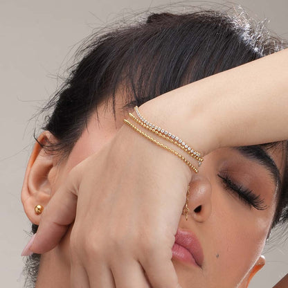 Golden Strands Stone Chain Bracelet