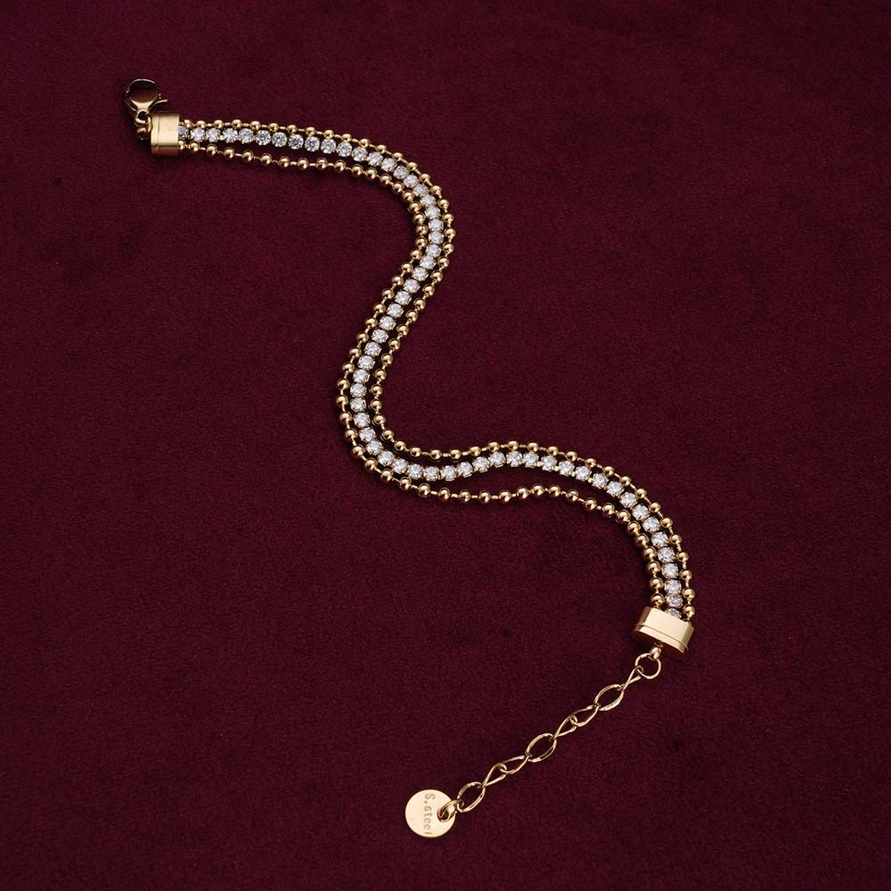 Golden Strands Stone Chain Bracelet