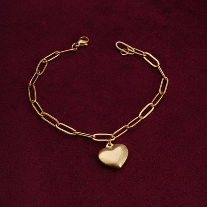 Heart Charm Gold Bracelet