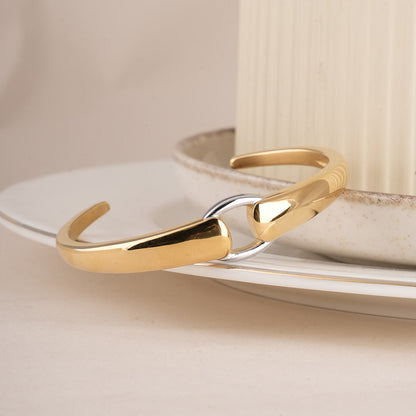 Modern Bi-Metal Cuff Bracelet