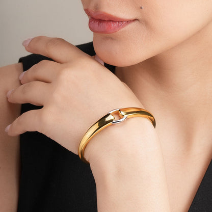 Modern Bi-Metal Cuff Bracelet