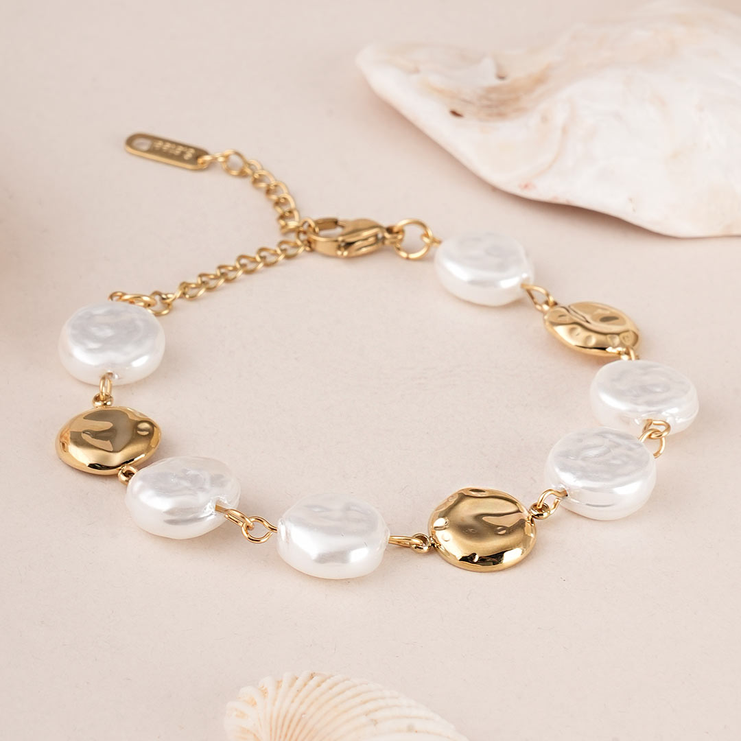 Flat Pearl Ball Chain Bracelet