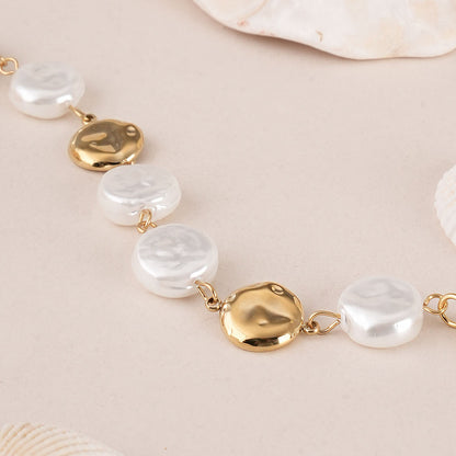 Flat Pearl Ball Chain Bracelet