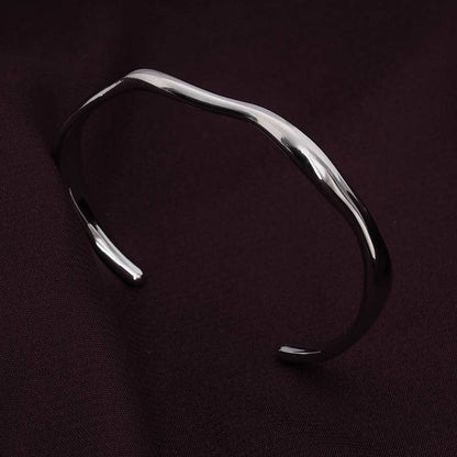 Classic Silver Wave Cuff Bracelet