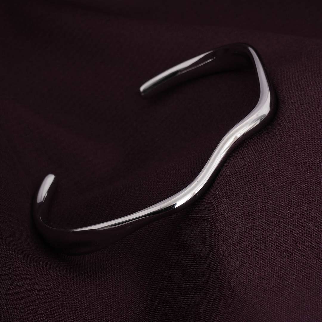 Classic Silver Wave Cuff Bracelet