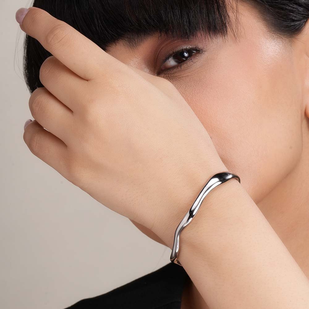 Classic Silver Wave Cuff Bracelet