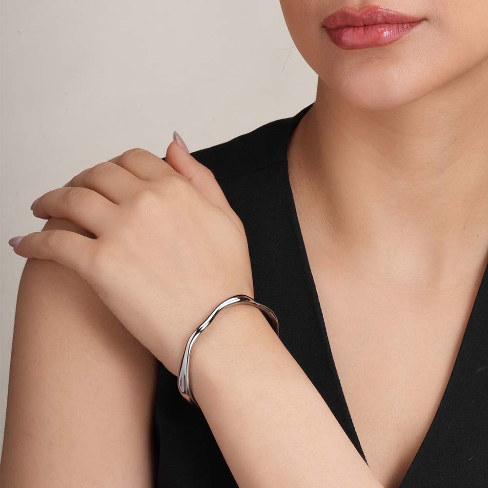 Classic Silver Wave Cuff Bracelet