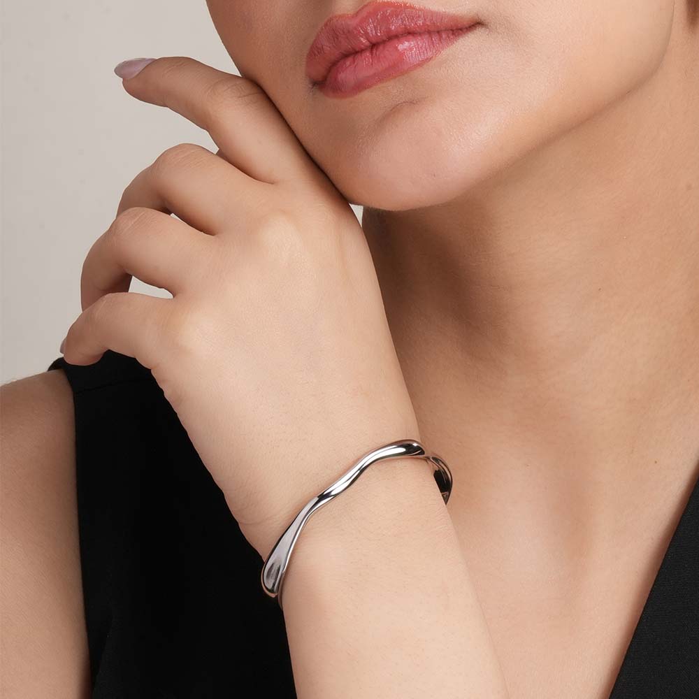Classic Silver Wave Cuff Bracelet
